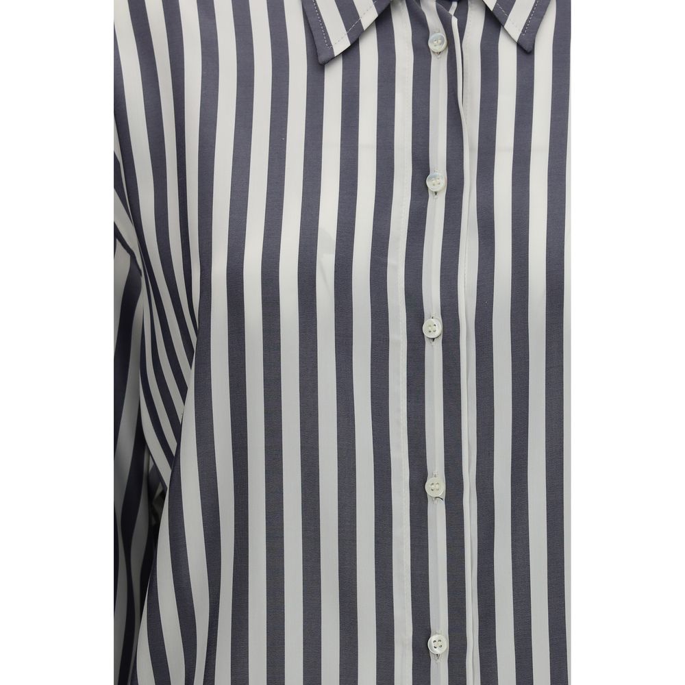 Brunello Cucinelli Women's Regular Fit Wide Silk Shirt - Multicolor Patterned Striped