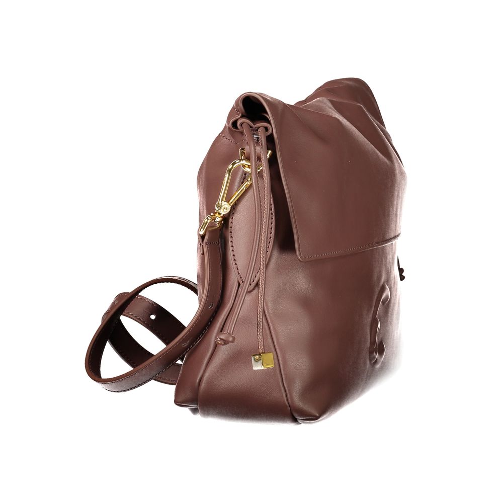 Coccinelle Lidia Leather Drawstring Handbag - Brown Print