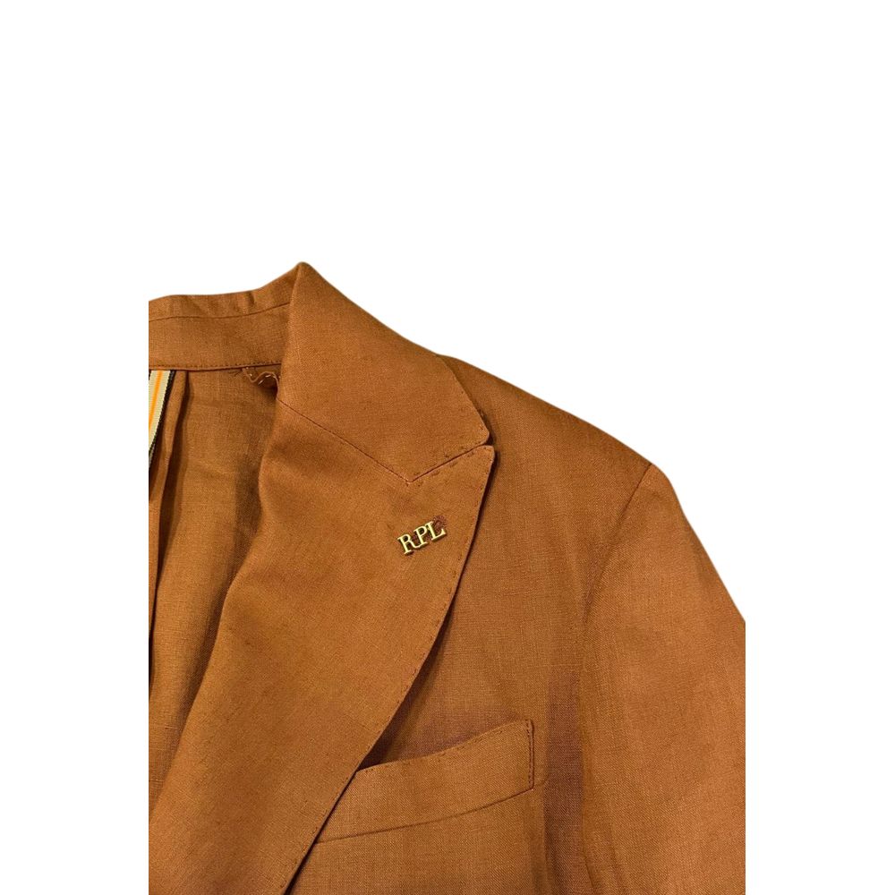 Roberto Pepe Luxury Brown Linen Men's Jacket