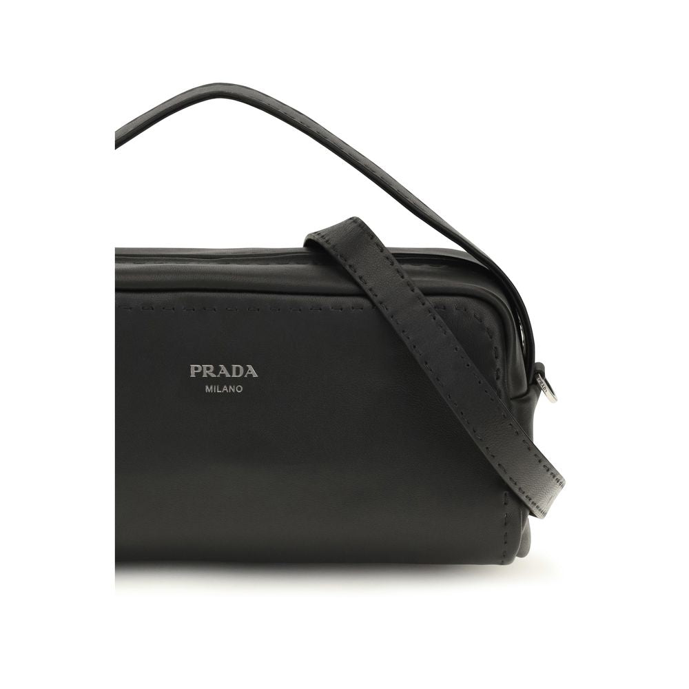Prada Bos Taurus Calf Leather Small Shoulder Bag - Black Signature