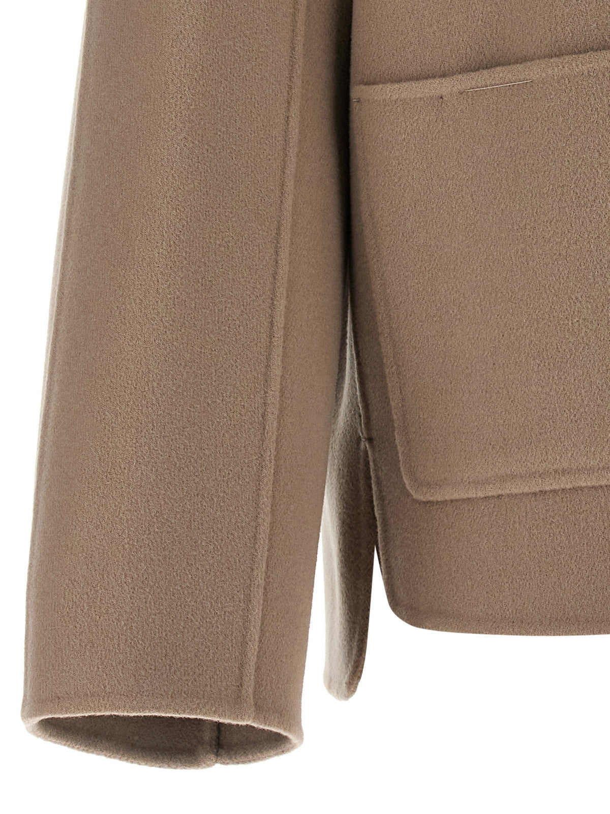 'S Max Mara Beige Wool Full-Length Jacket