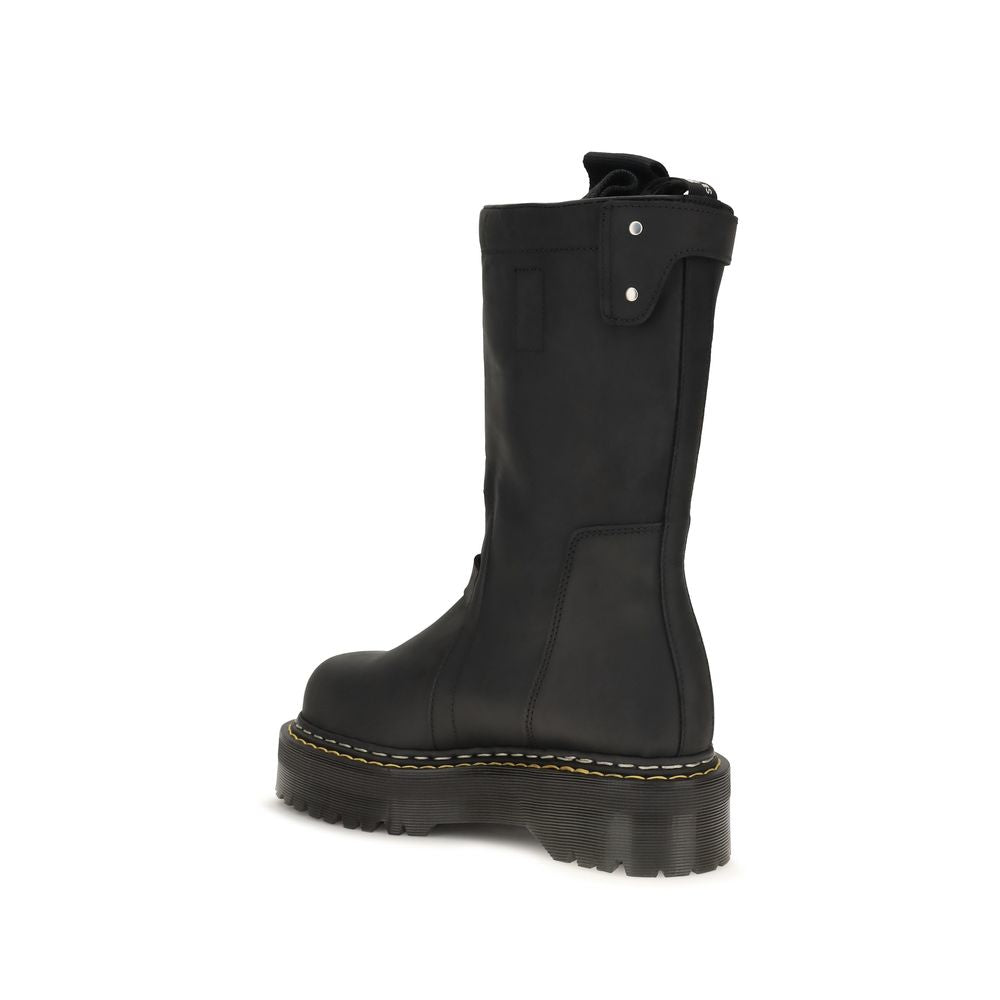 Rick Owens Black Nubuc Leather Lace-Up Boots