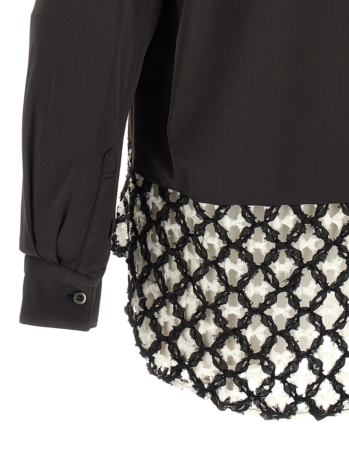 Comme Des Garçons Men's Polyester & Mesh Shirt - Bicolour Black White