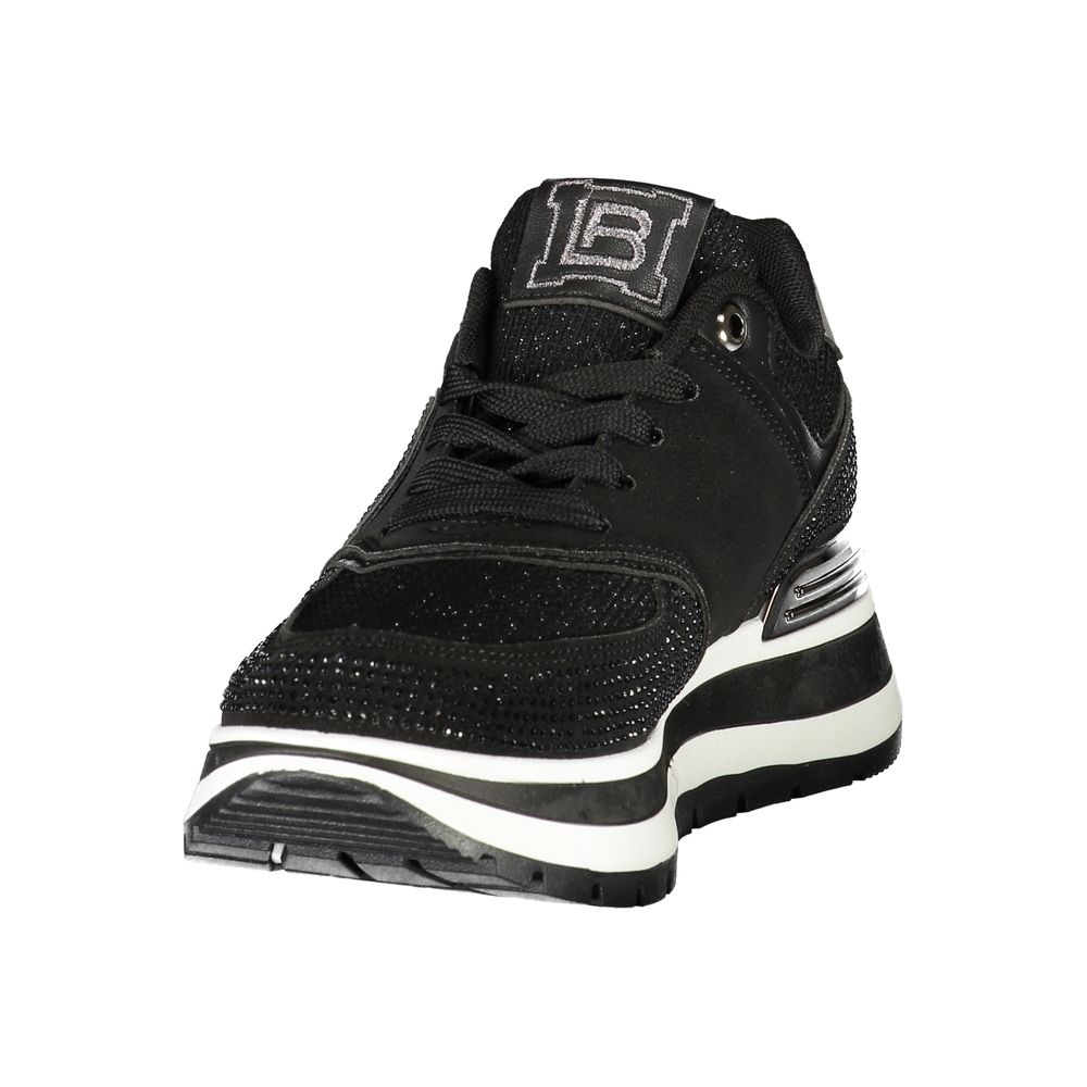 Athletic Sneakers by Laura Biagiotti for women in polyester & polyurethane black & gray features an exquisite silhouette, showcasing the premium athletic style of the Women's Athletic Polyester & Polyurethane Sneakers with an exquisite finish.