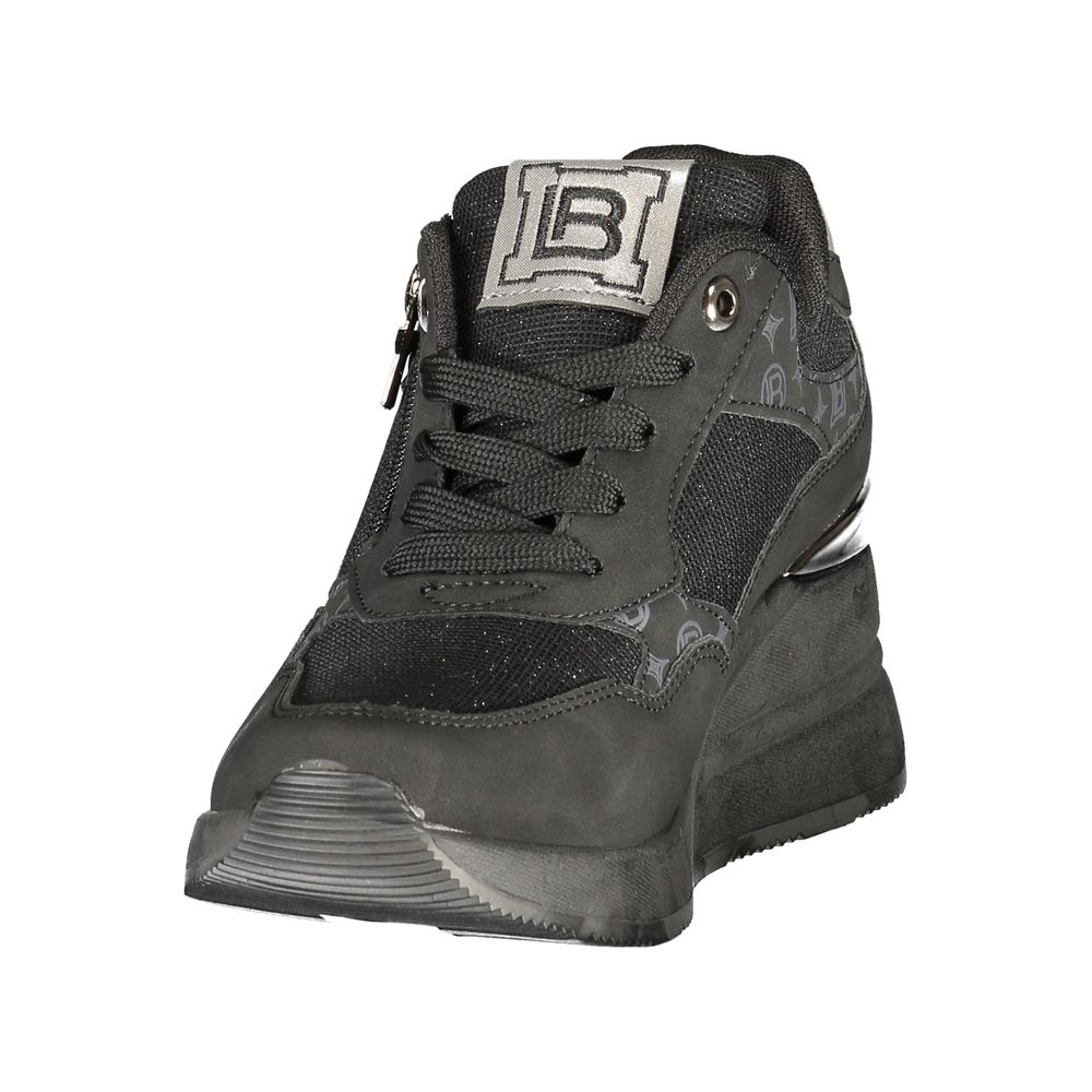 Athletic Sneakers by Laura Biagiotti for women in polyester & polyurethane black features an effortless chic silhouette, showcasing the signature athletic style of the Women's Athletic Polyester & Polyurethane Sneakers collection with a truly effortless chic finish.