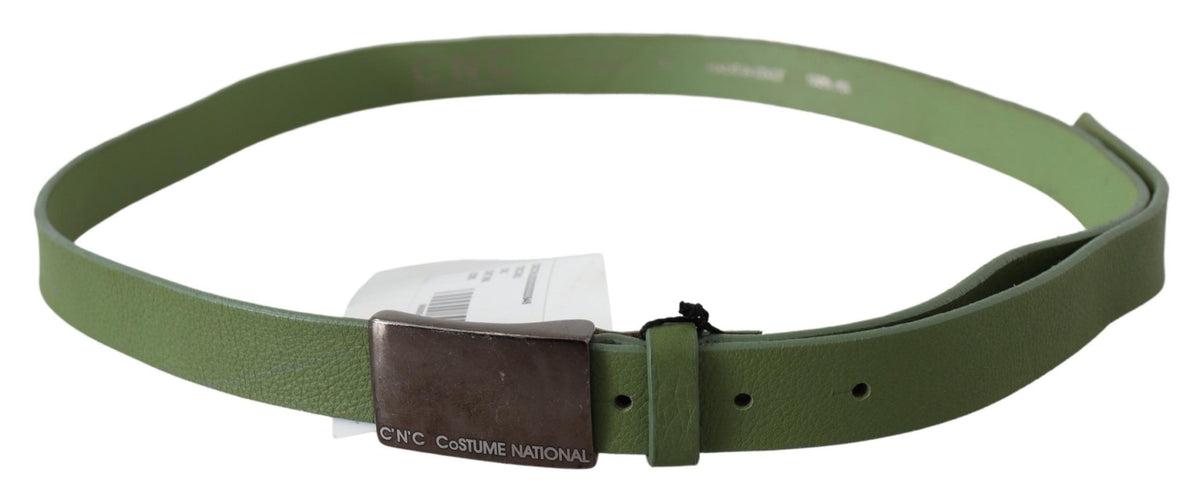 Costume National Leather Belt - Green Silver Patterned
