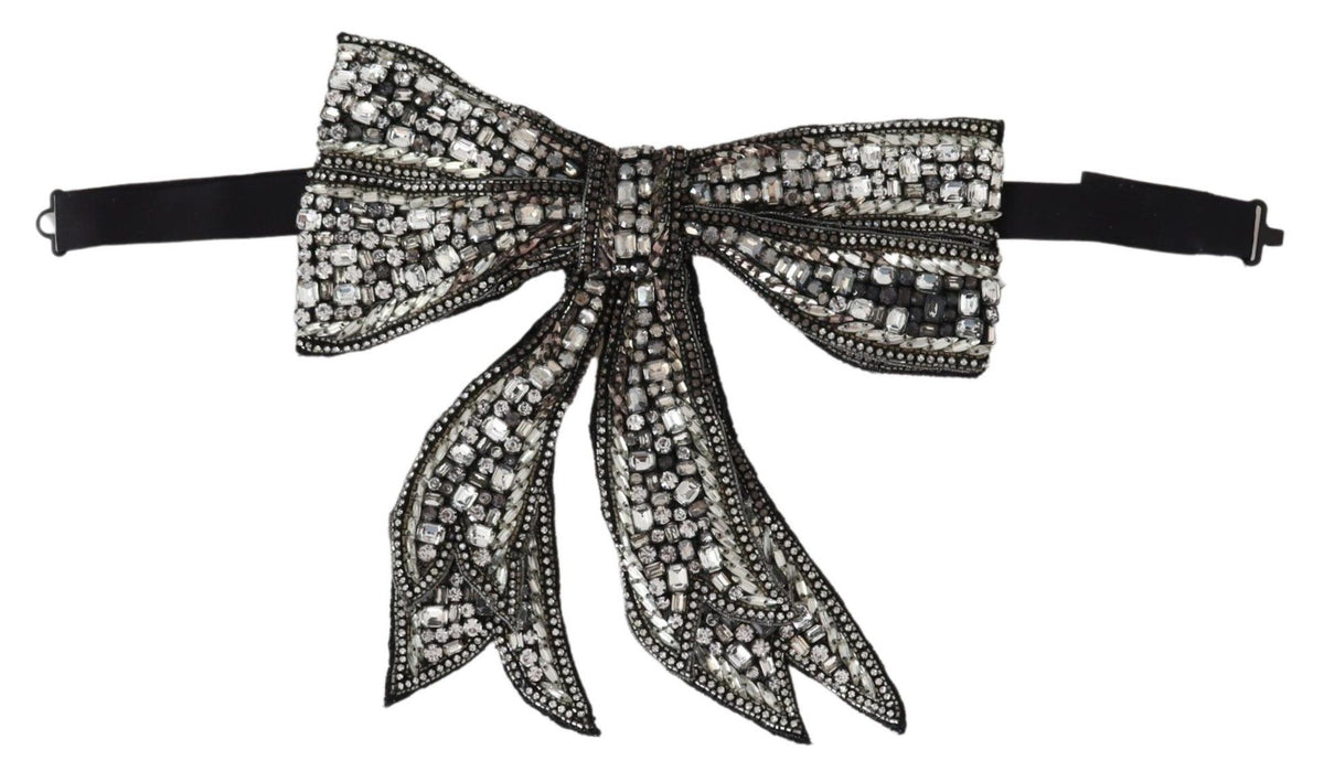 Dolce & Gabbana Silk & Crystal Necktie - Black Silver
