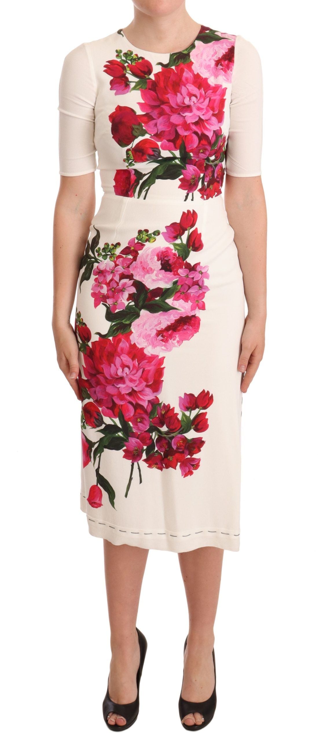 Dolce & Gabbana Elegant Floral Midi Bodycon Dress  Moon Behind The Hill