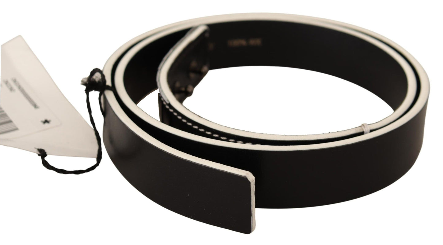 Black White Leather Fashion Waist Belt