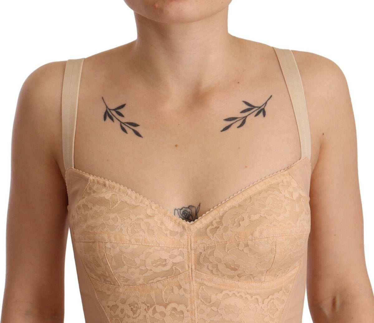 Dolce & Gabbana Women's Lace Nylon & Elastane Bodysuit - Beige