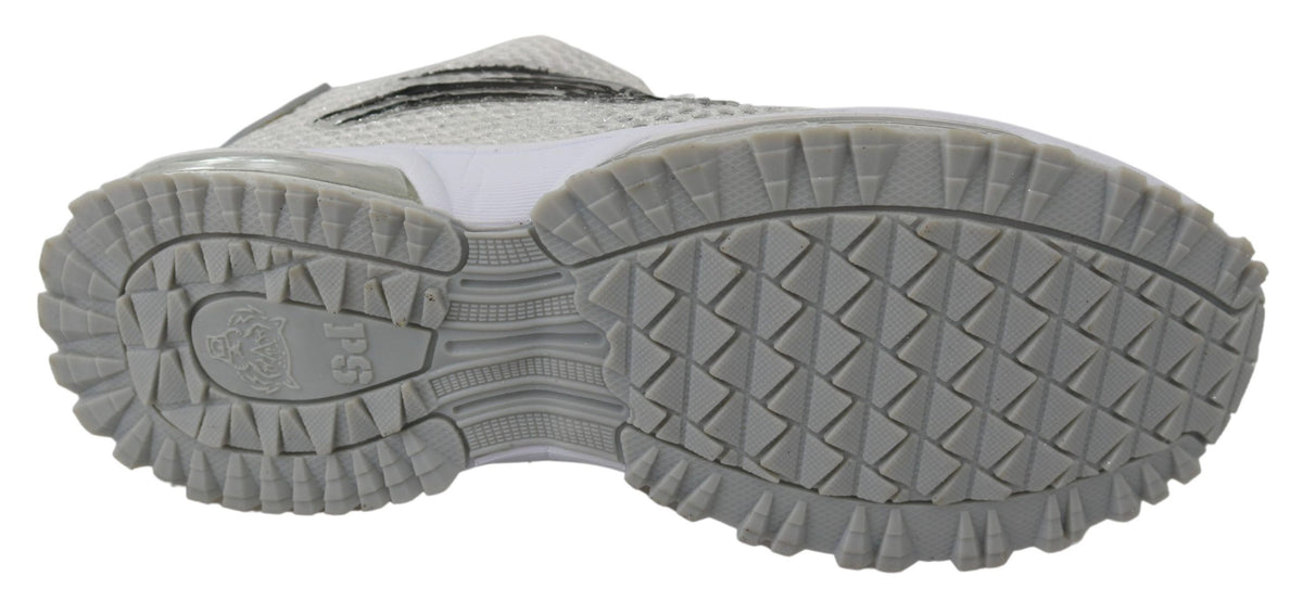 Athletic Sneakers by Plein Sport for women in polyester & rubber silver showcases a architectural silhouette, artfully capturing the essence of the Gretel Women's Athletic Polyester & Rubber Sneakers with its signature architectural athletic style construction.