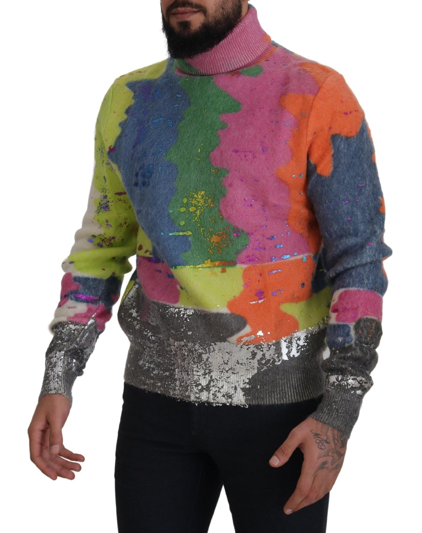 D&G Multicolor Turtleneck Pullover Mohair Sweater