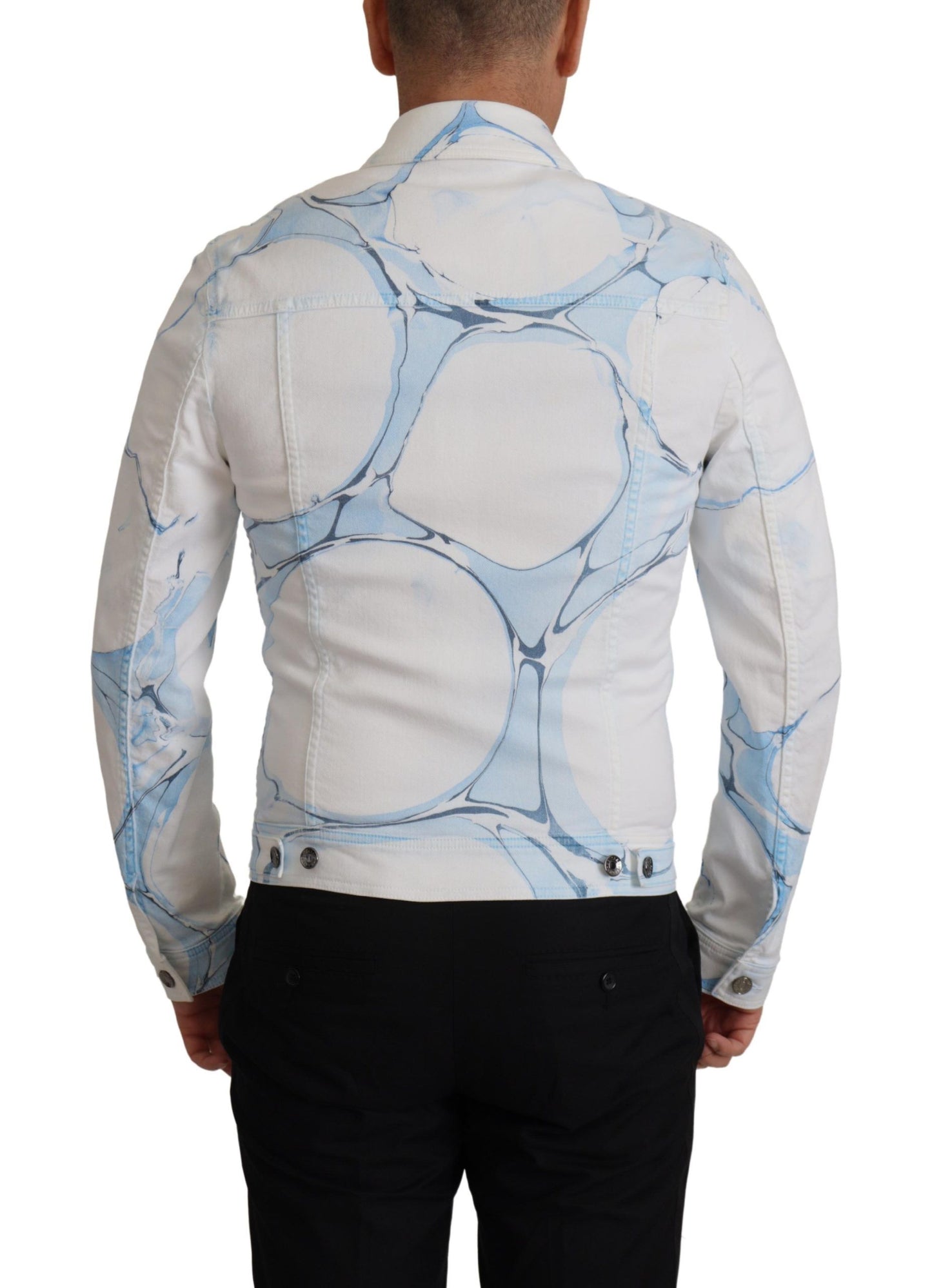 Dolce & Gabbana Men's Multicolor Logo Embroidered Denim Jacket