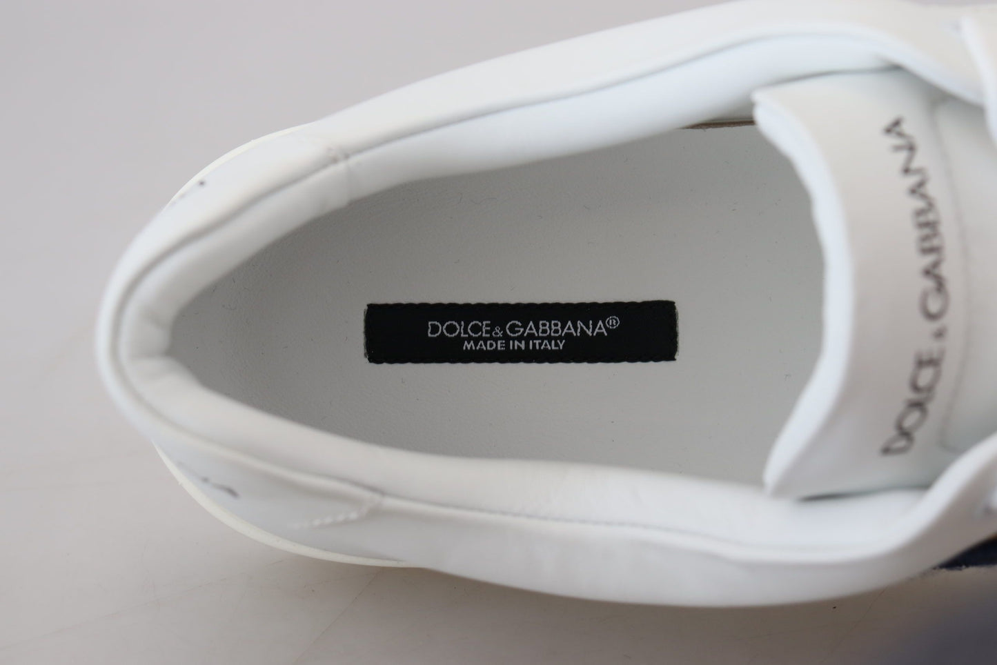 Dolce & Gabbana White Leather DG Logo Casual Sneakers