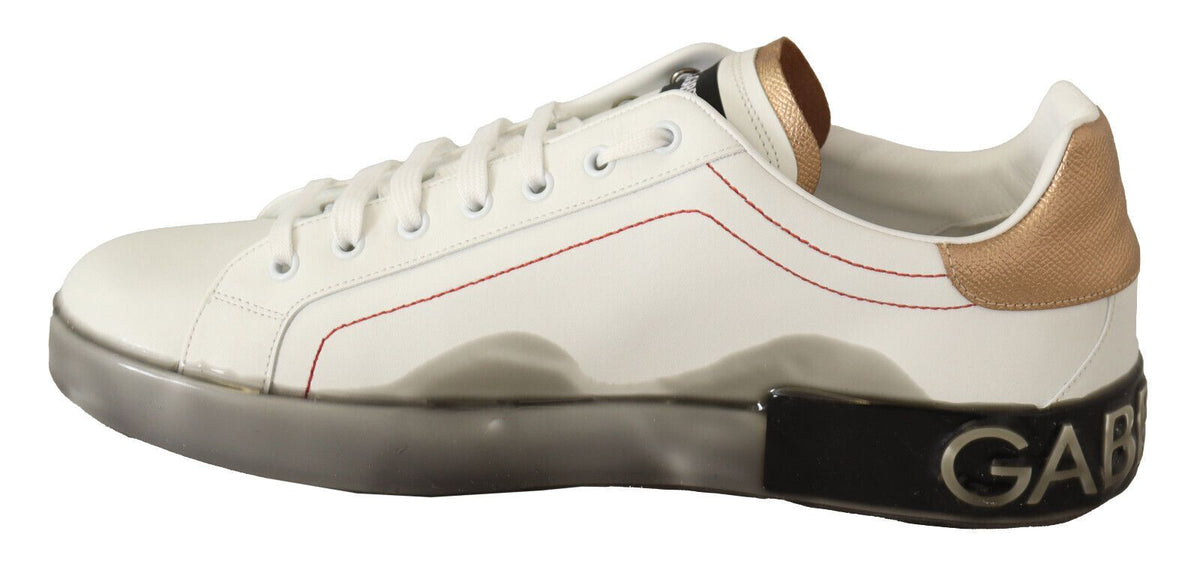 Dolce & Gabbana Crisp Men's Low Top Leather & Rubber Sneakers - Gold White