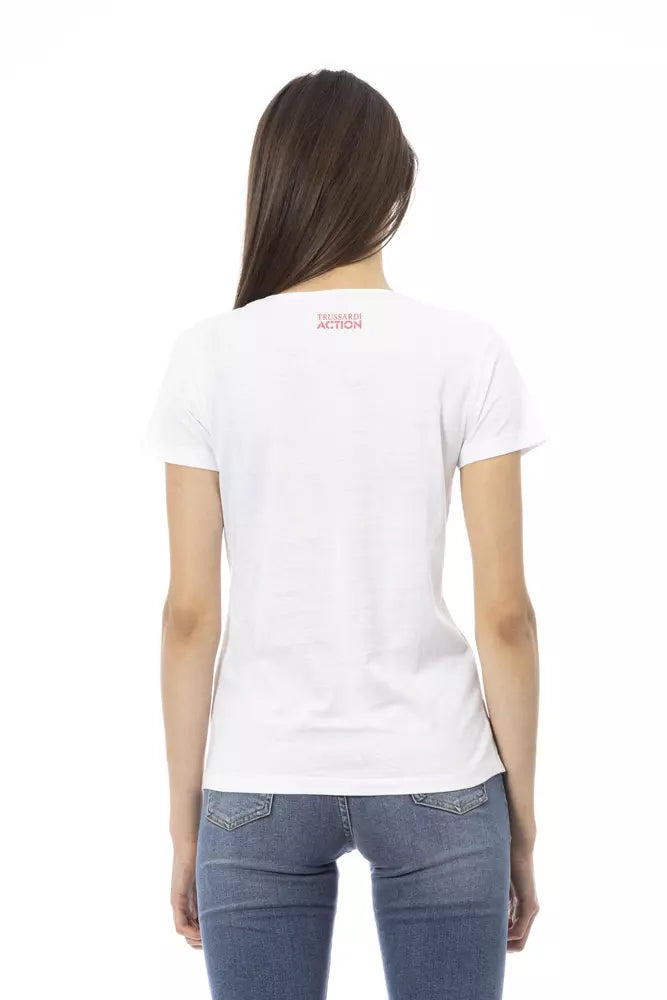 Trussardi Action Women's White Cotton Graphic Print T-Shirt