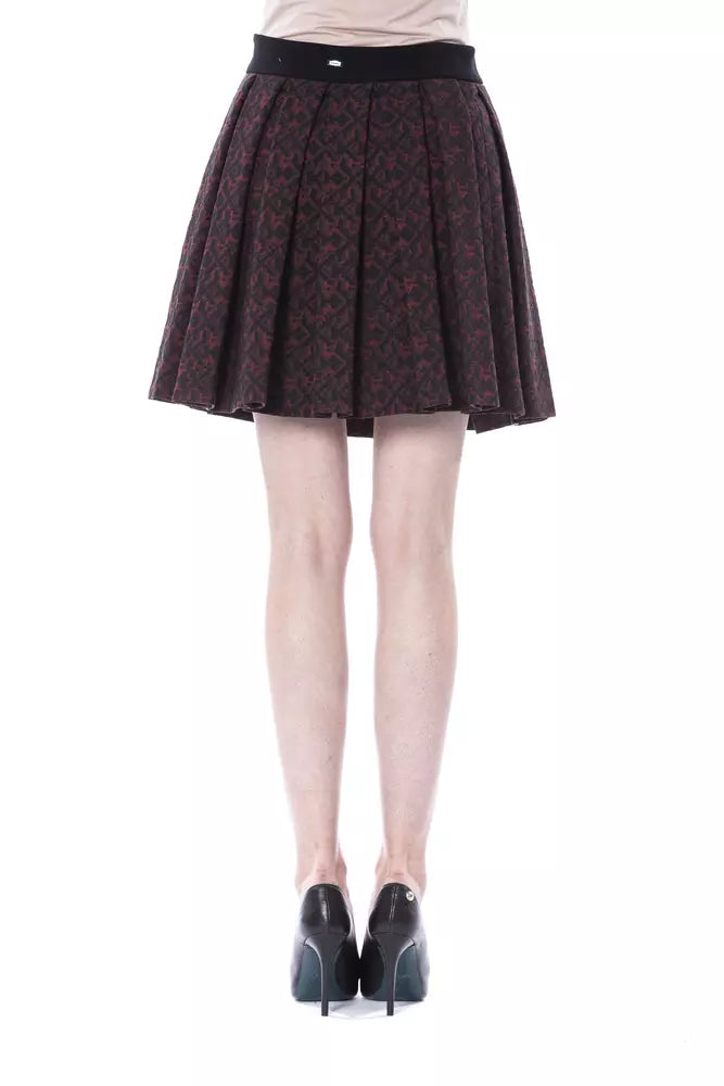 Byblos Brown Cotton Pleated Mini Skirt