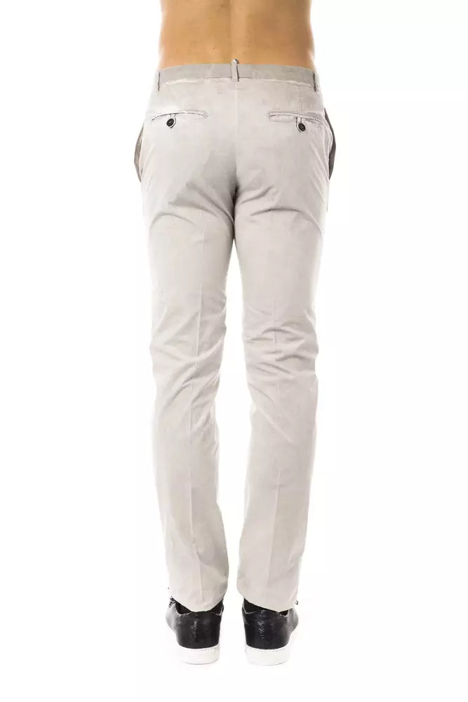 Uominitaliani Men's Gray Cotton Casual Fit Pants