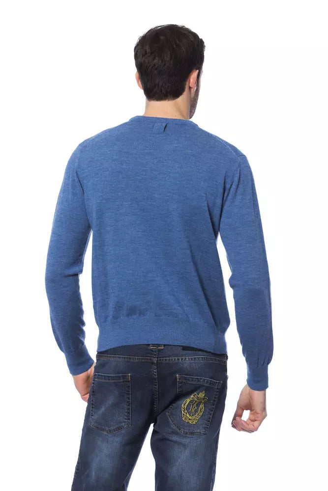 Billionaire Italian Couture Men's Blue Merino Wool Crewneck Sweater