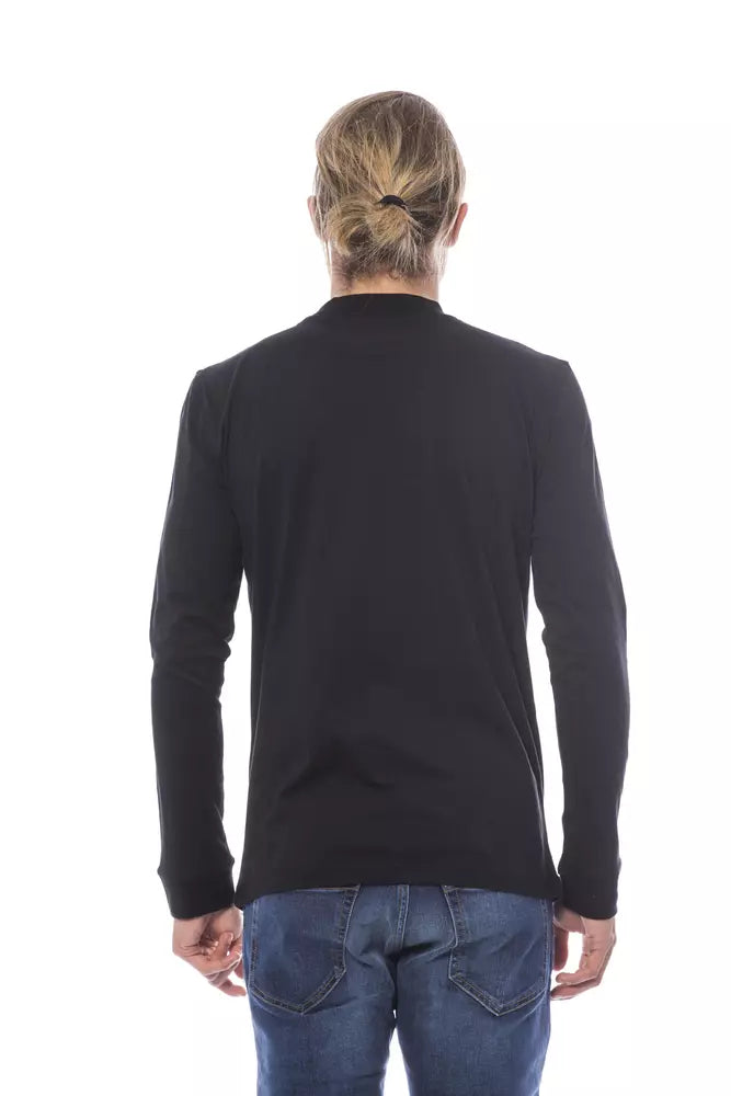 Verri Men's Black Cotton Crewneck Sweater