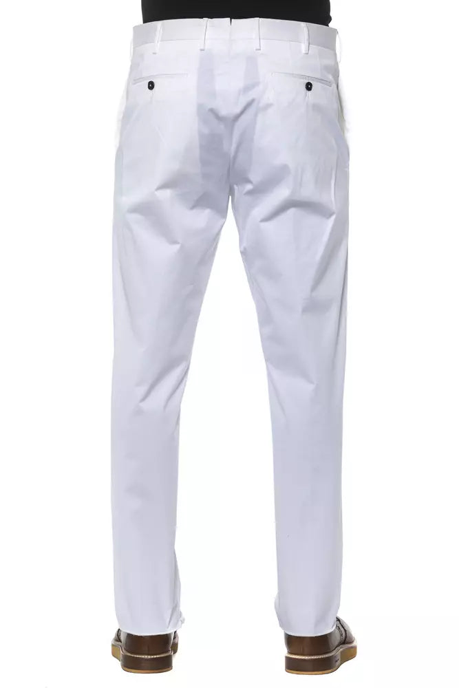 PT Torino Men's White Cotton Trousers