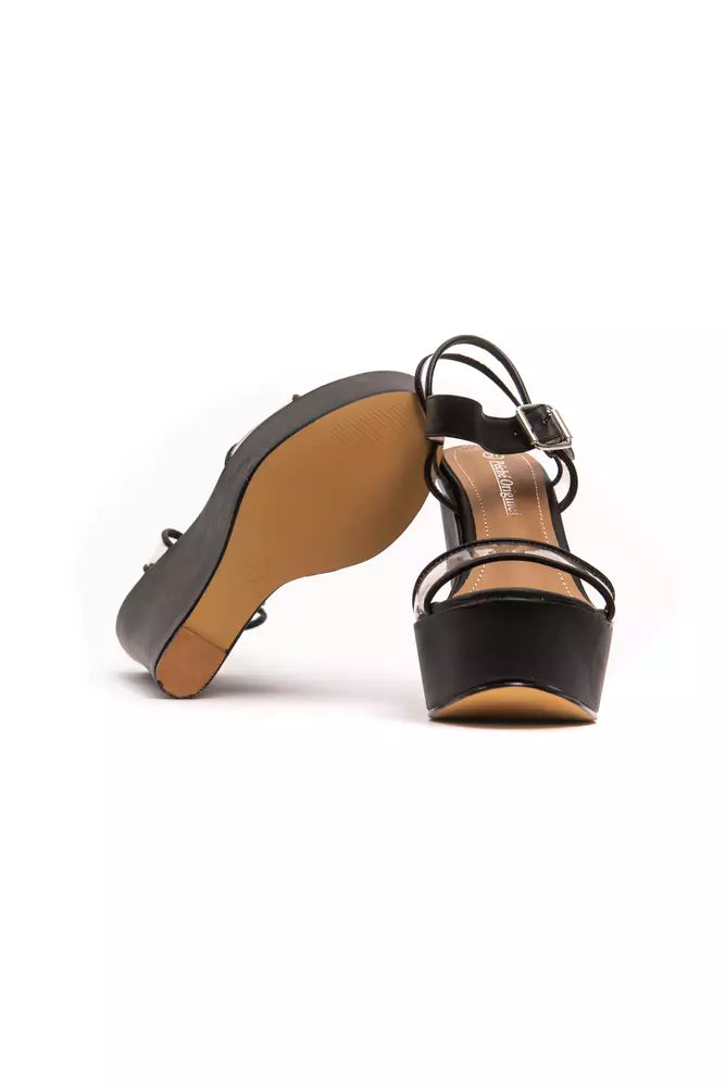 Péché Originel Black High Wedge Heel Sandals