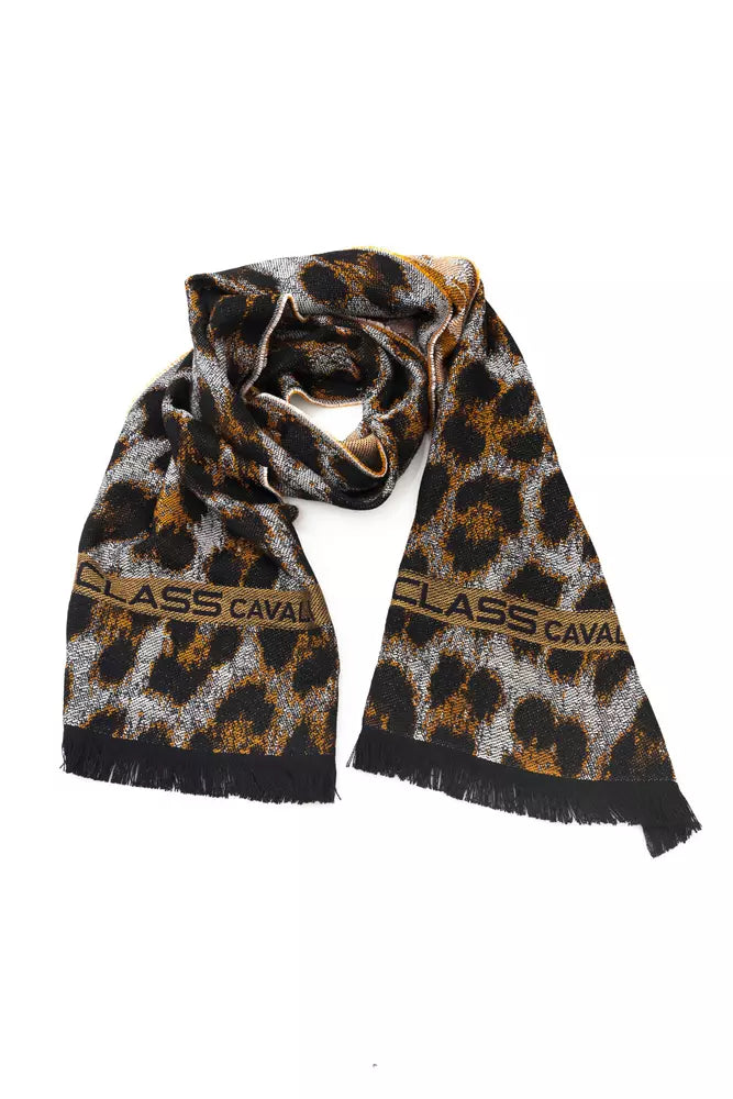 Cavalli Class Branded Brown Men's Wool Scarf