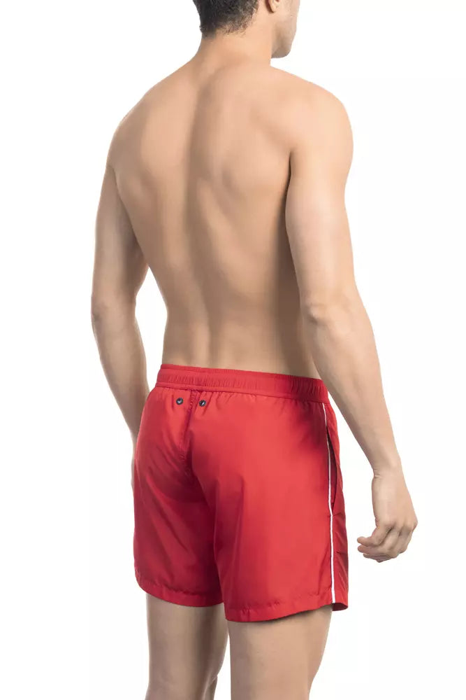 Bikkembergs Men's Red Polyester Swimwear Shorts