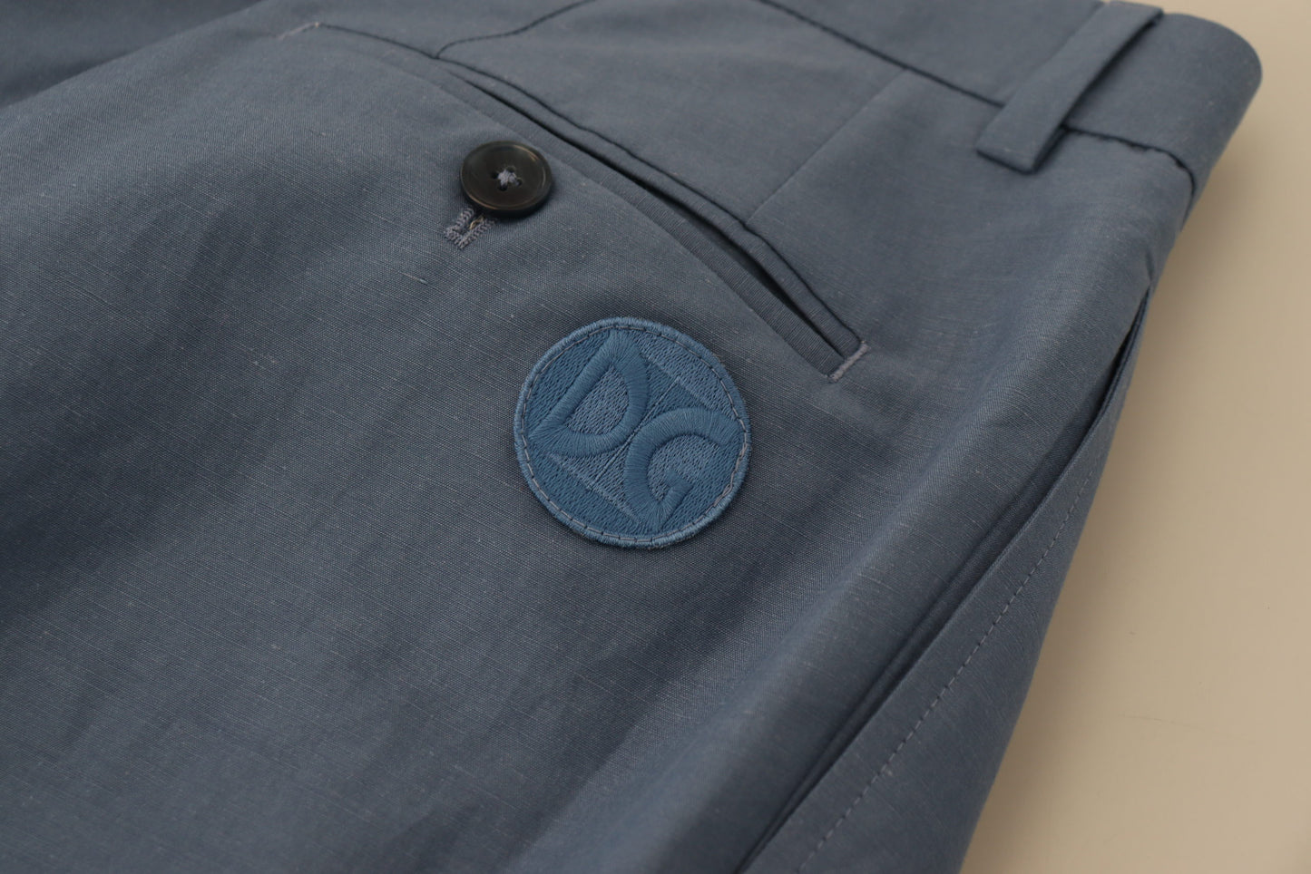 Dolce & Gabbana Men's Blue Linen Chino Formal Pants