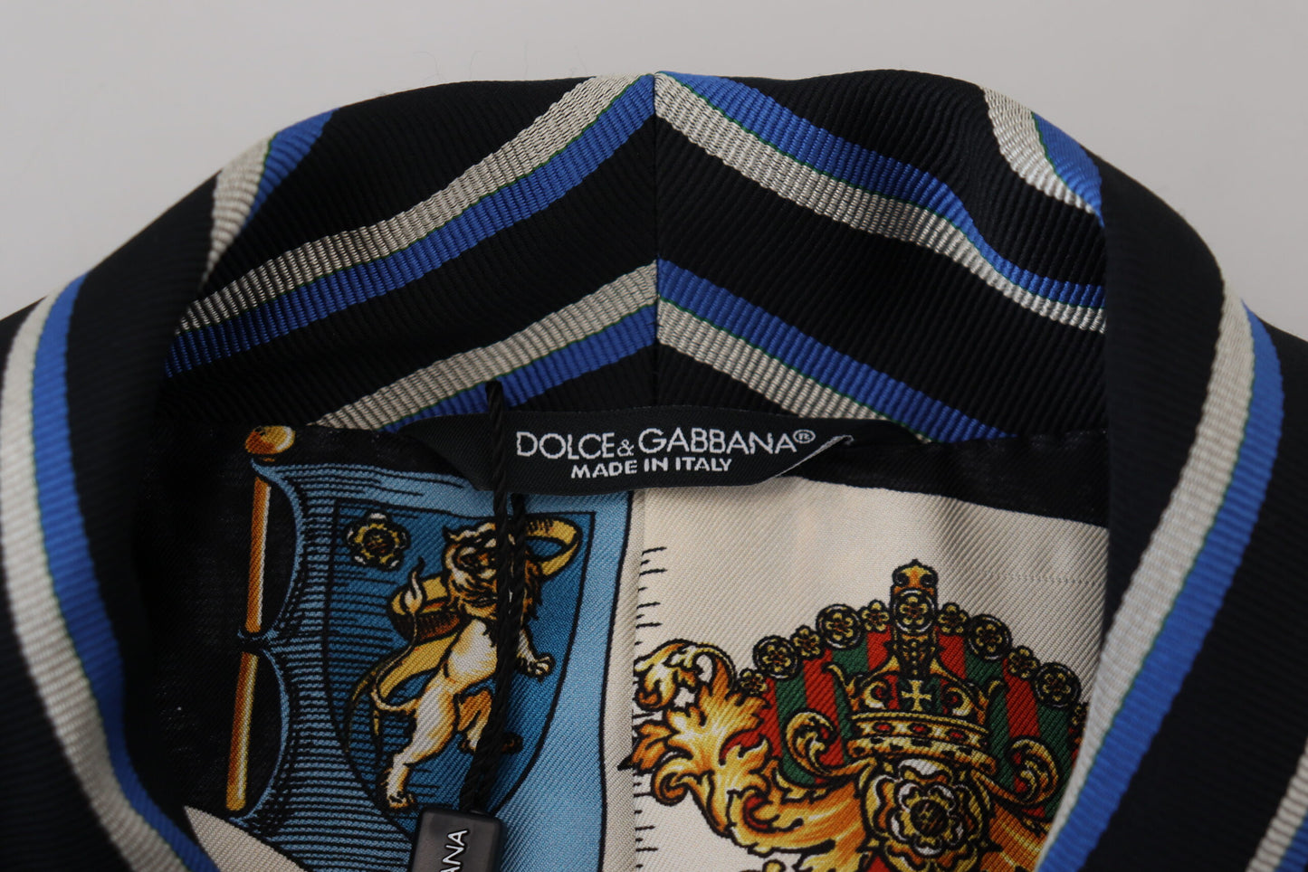 Dolce & Gabbana Men's Black Blue Martini Printed Lining Robe