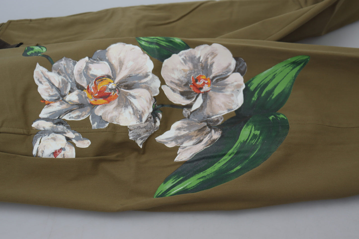 Dolce & Gabbana Men's Beige Cotton Stretch Floral Chinos Pants