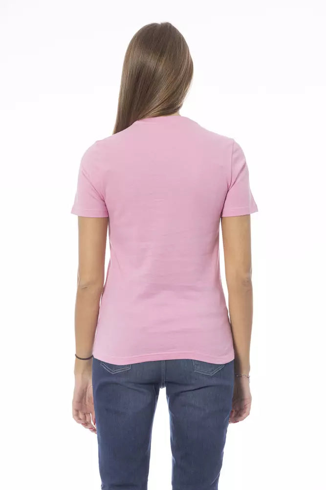 Baldinini Trend Women's Pink Cotton Logo T-Shirt