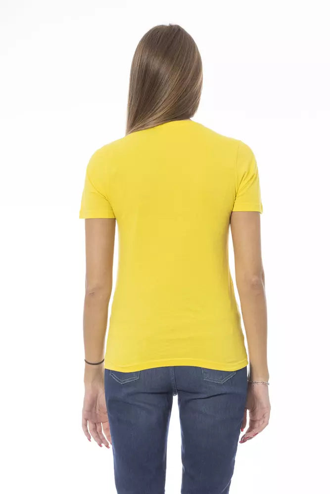 Baldinini Trend Women's Yellow Cotton Crewneck Logo T-Shirt