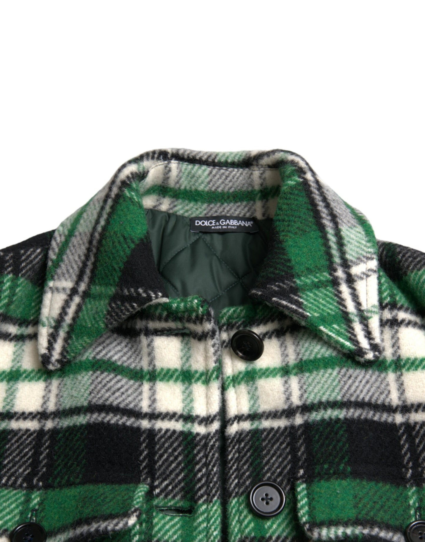 Dolce & Gabbana Women's Elegant Green Plaid Long Coat