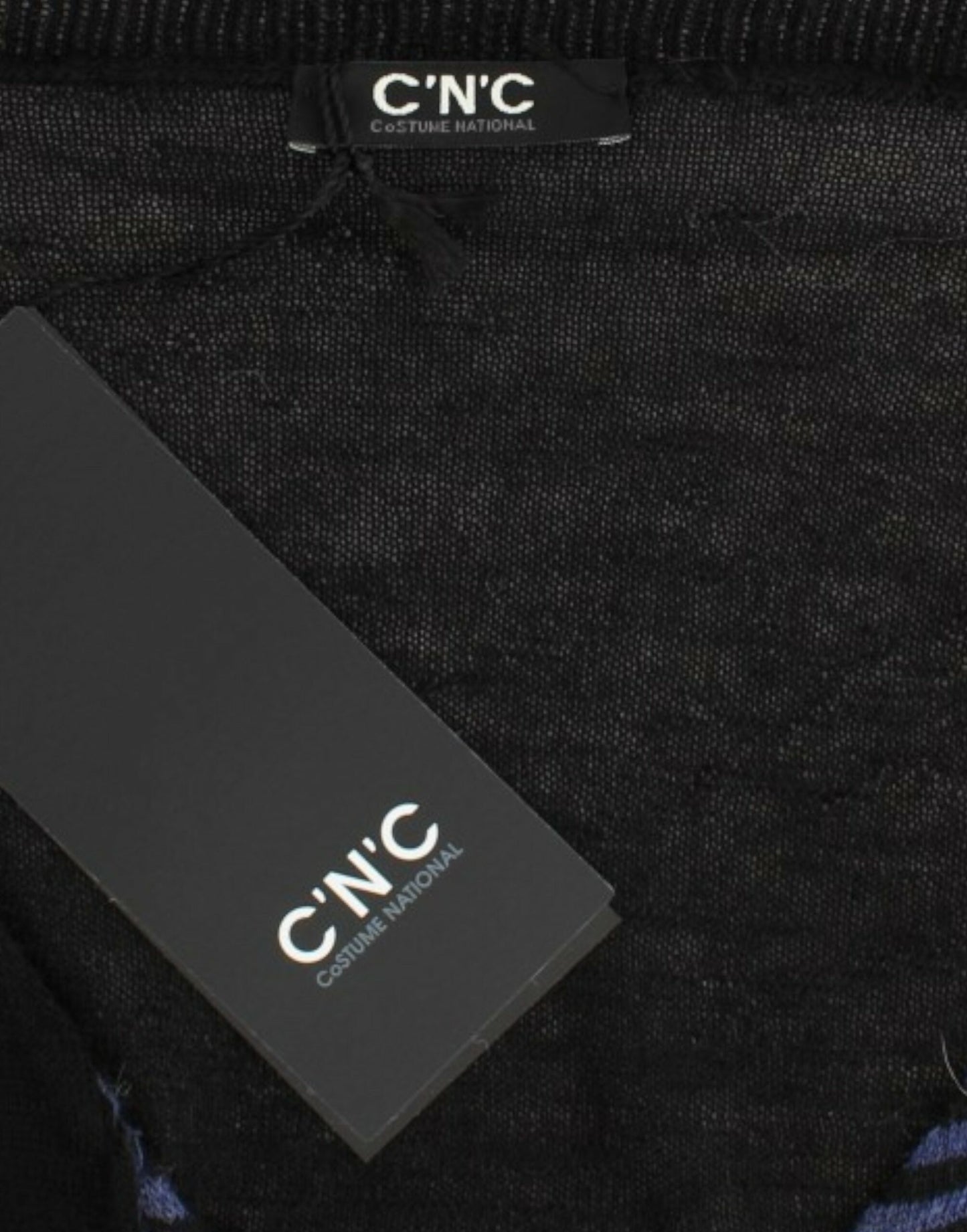 Costume National Women's Black striped V-neck sweater