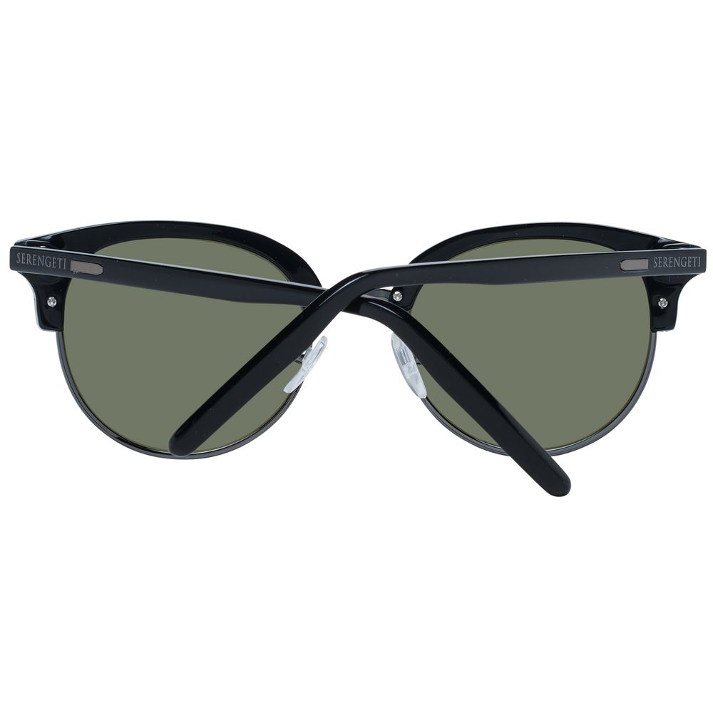 Serengeti Round Polarized Dark-Tint Metal & Acetate Sunglasses - Black