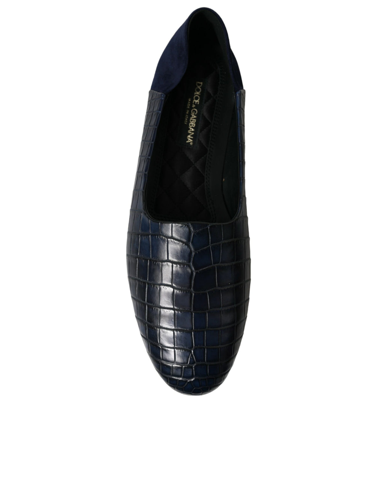 Dolce & Gabbana Men's Crocodile & Goatskin Leather Loafer Slip-On Shoes - Blue Patterned