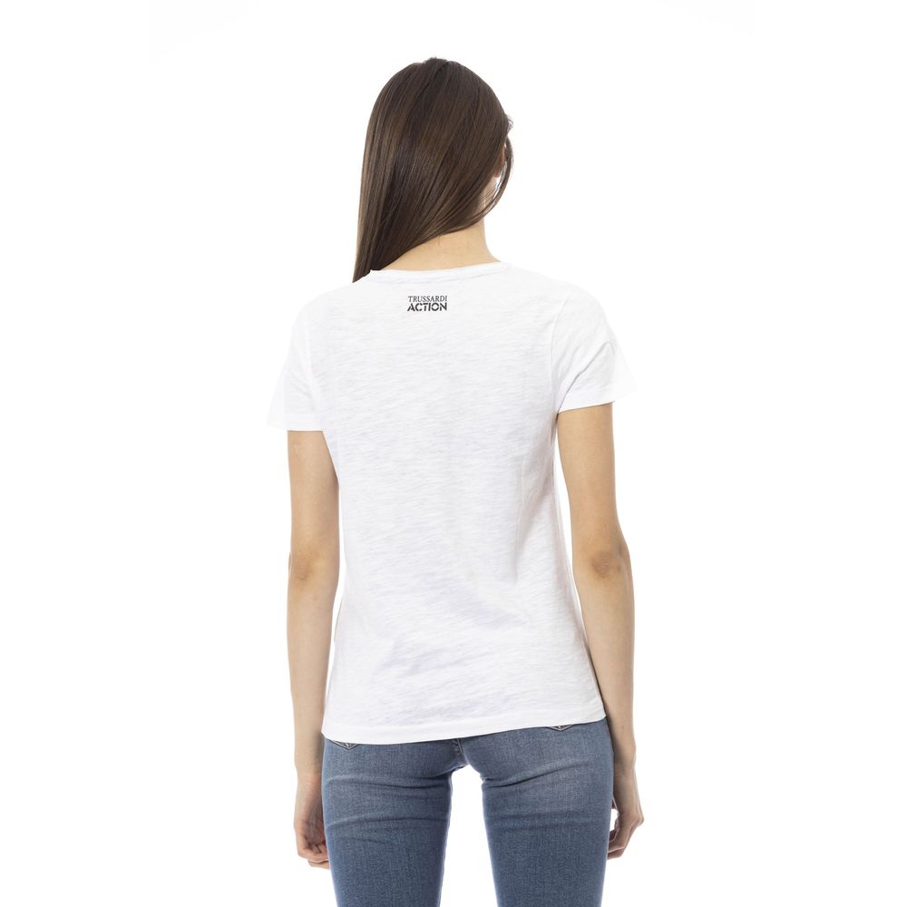 White Cotton Round Neck Short Sleeve T-Shirt