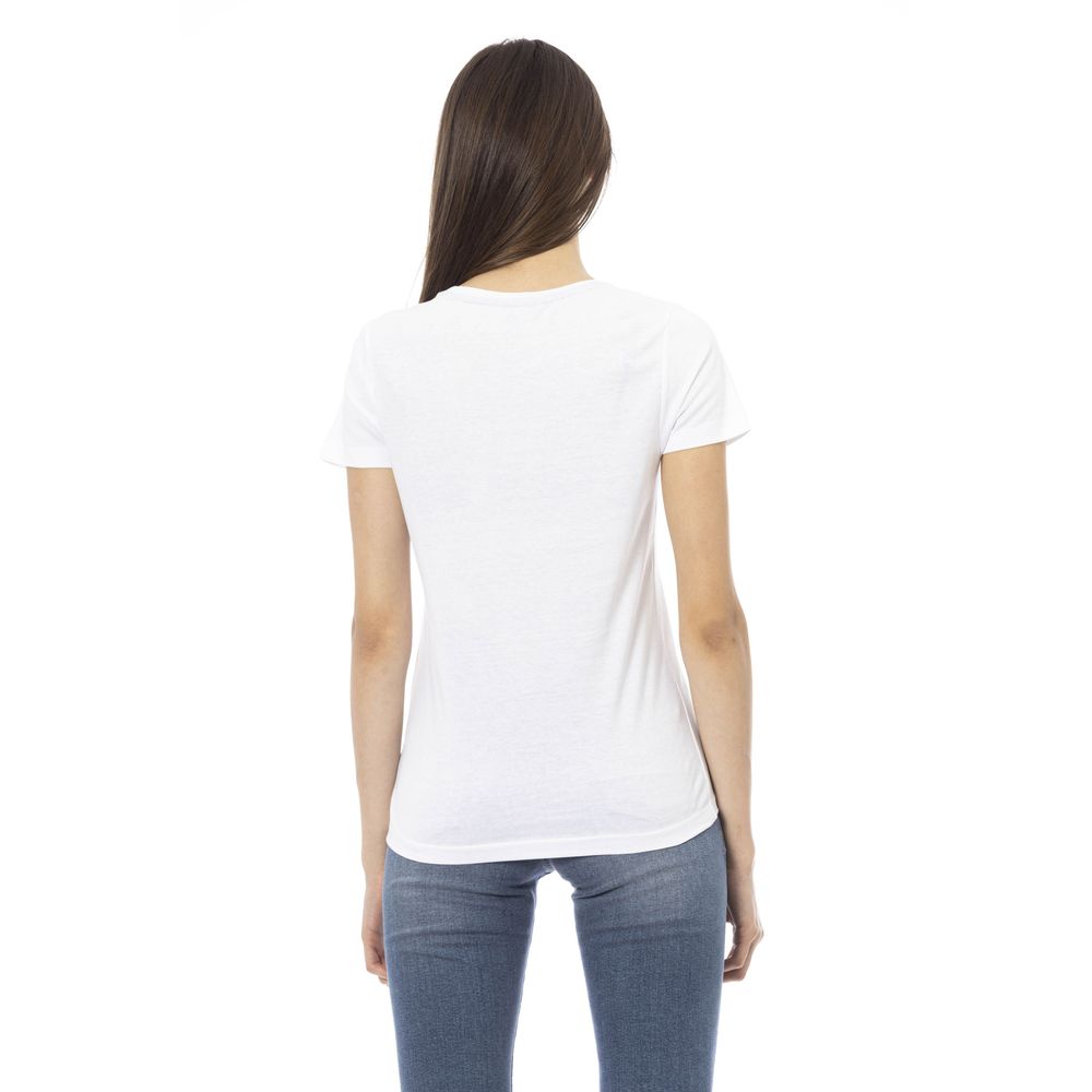 White Cotton Short Sleeve Round Neck T-Shirt