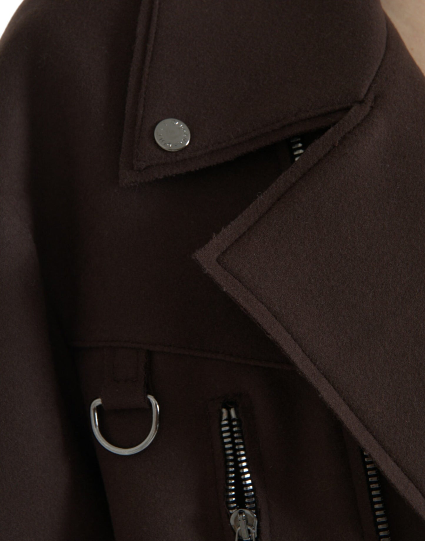 Dolce & Gabbana Women's Brown Coat Short Biker Wool Jacket