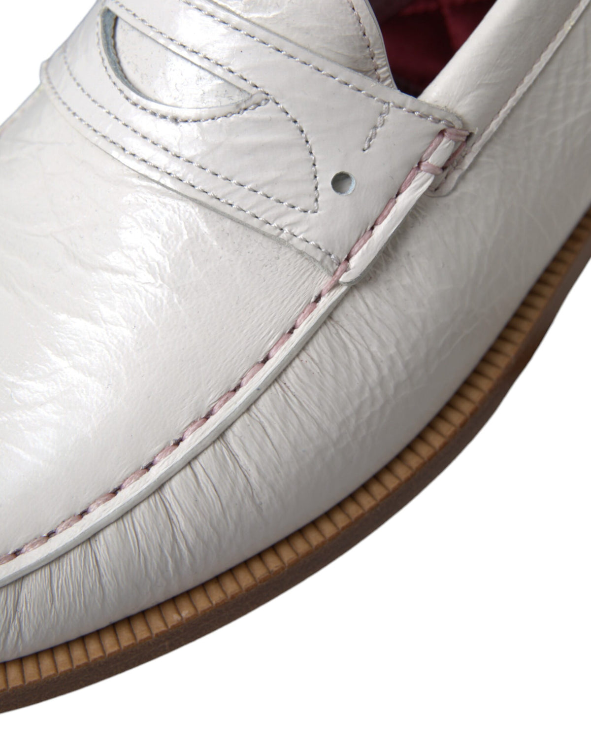 Dolce & Gabbana Men's Leather Flat Moccasin Moccasins Loafer Slip-On Shoes - White