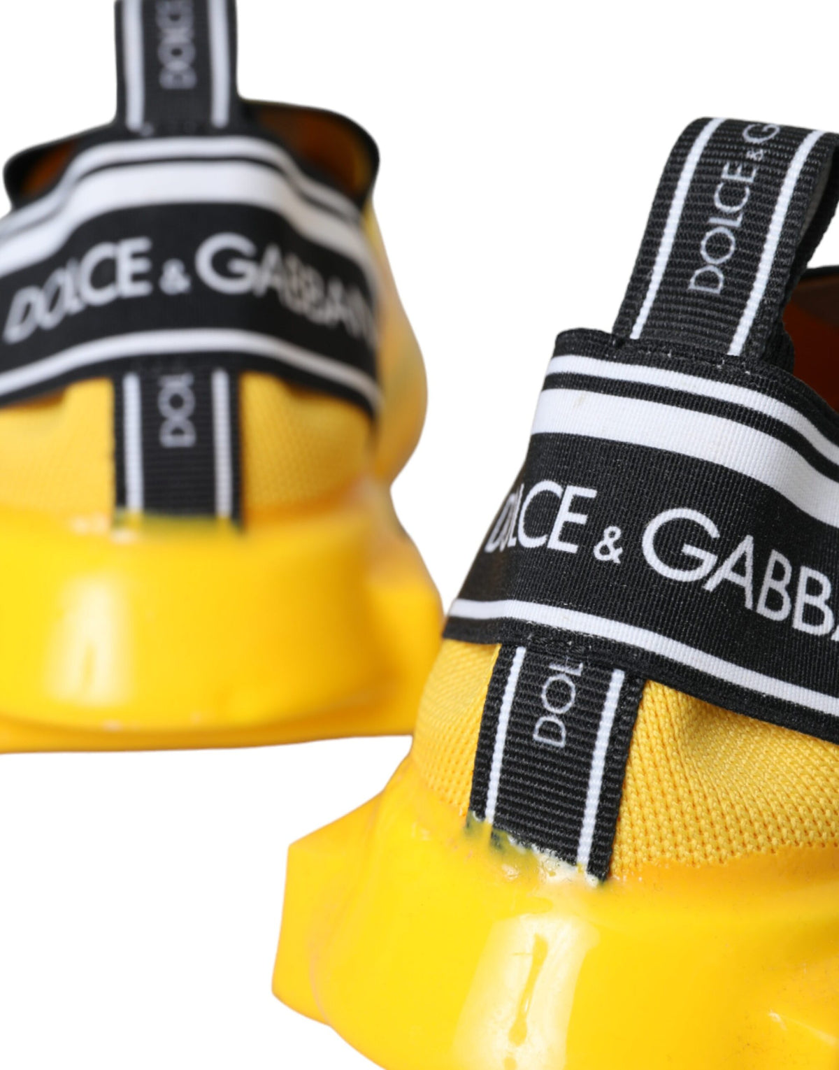 Dolce & Gabbana Women's Slip On Nylon Polyester & Viscose Sneakers - Black Yellow