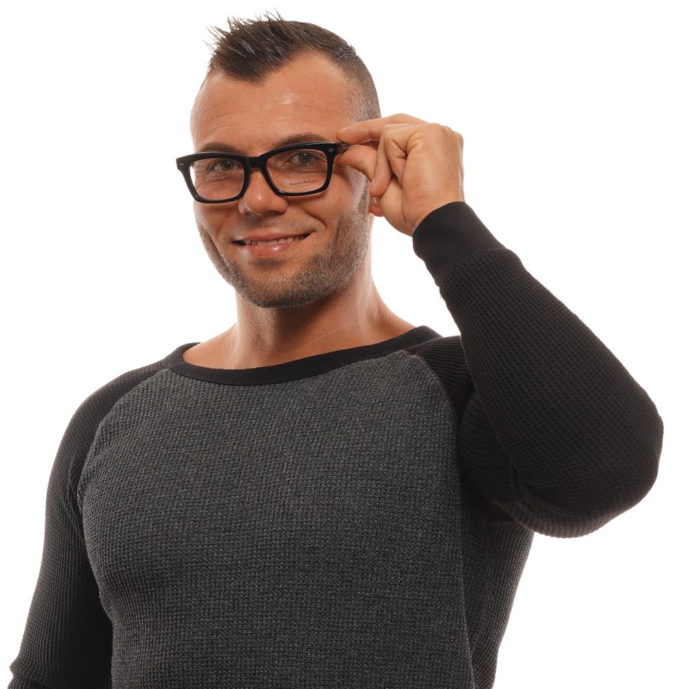 Ermenegildo Zegna Men's Full-Rim Trapezium Plastic Eyeglasses Frames - Black
