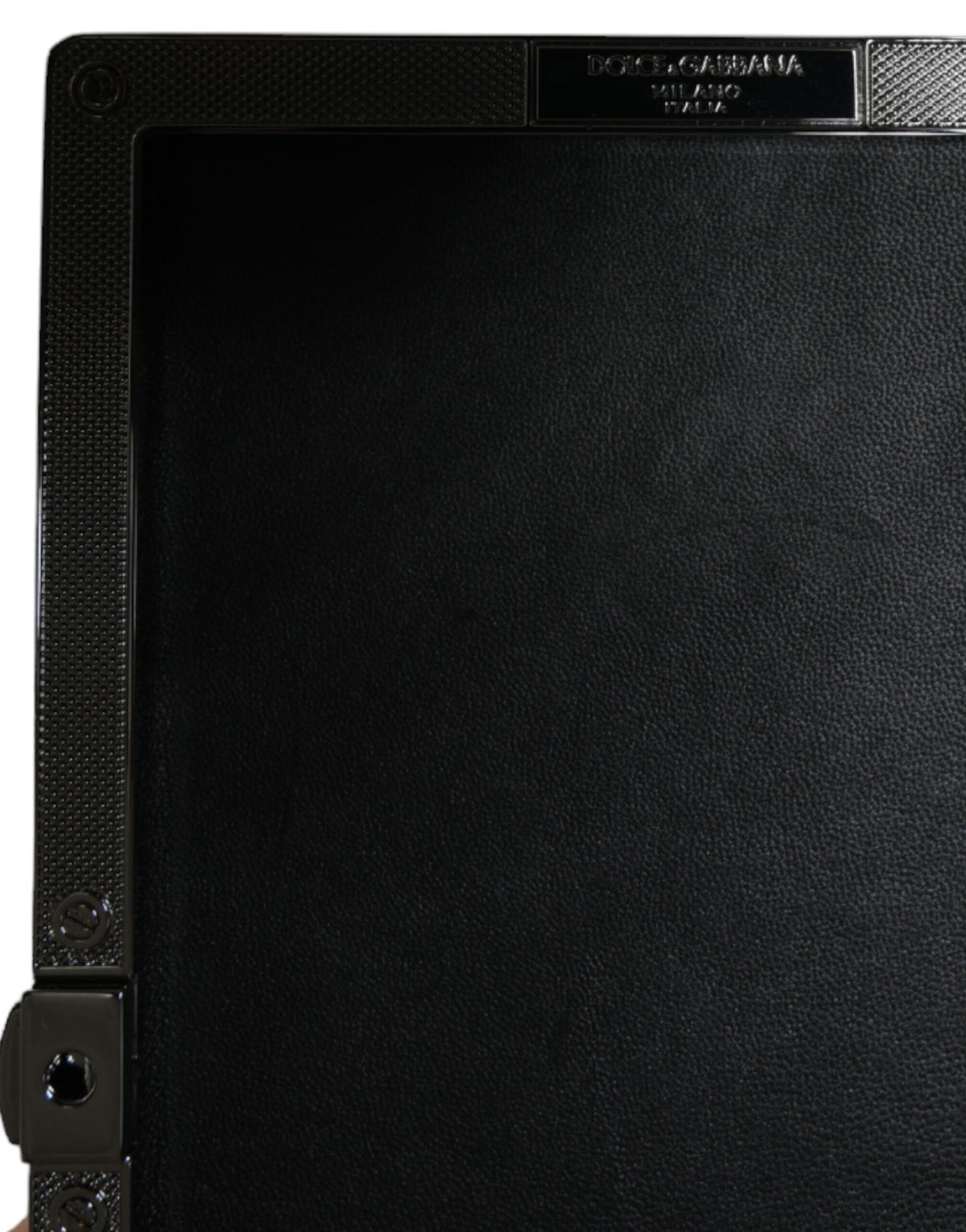 Dolce & Gabbana Goat Leather Aluminium Compact Evening Box Clutch Convertible Handbag - Black Silver