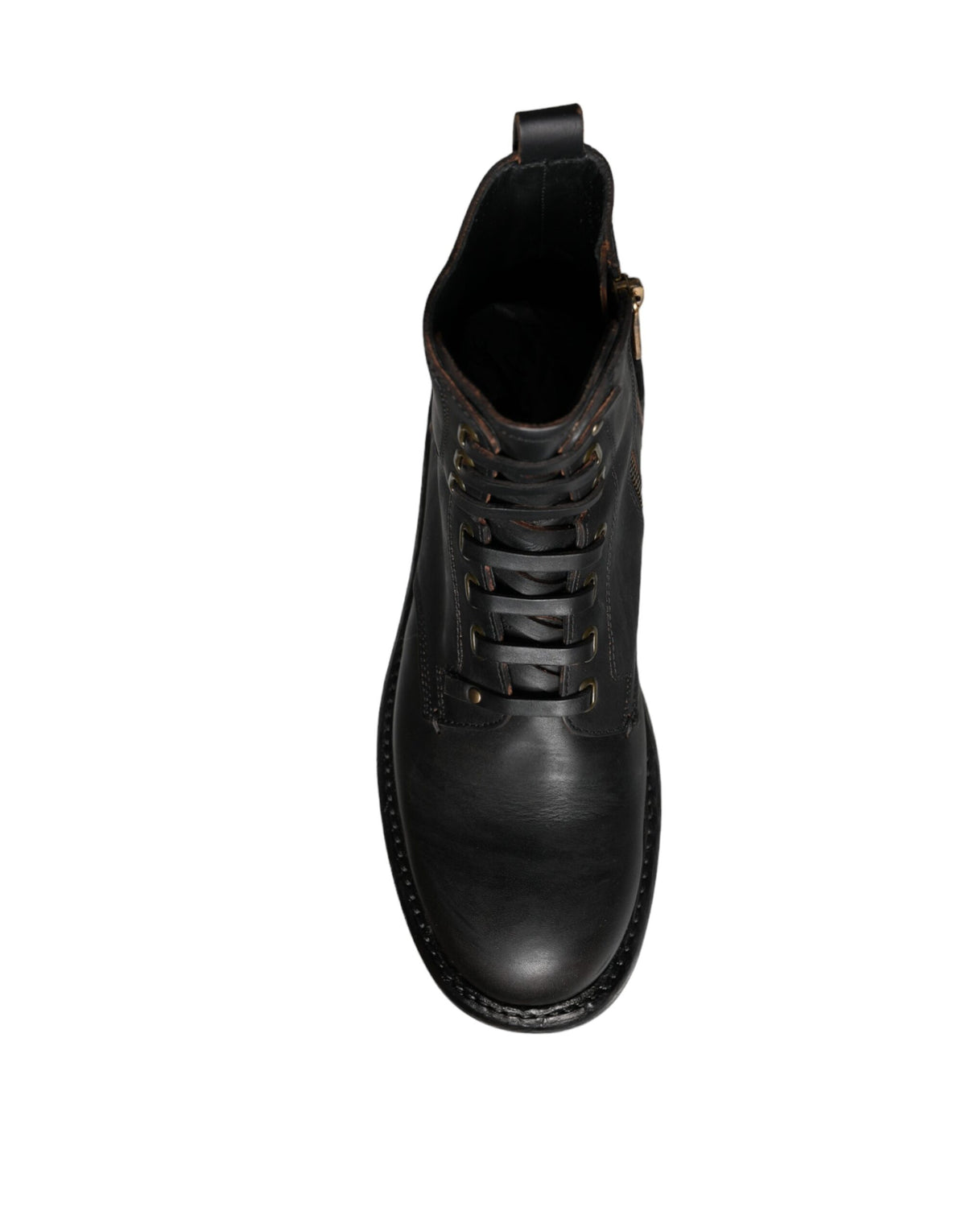 Dolce & Gabbana Men's Calf Leather & Rubber Lace-Up Mid-Calf Boots - Black
