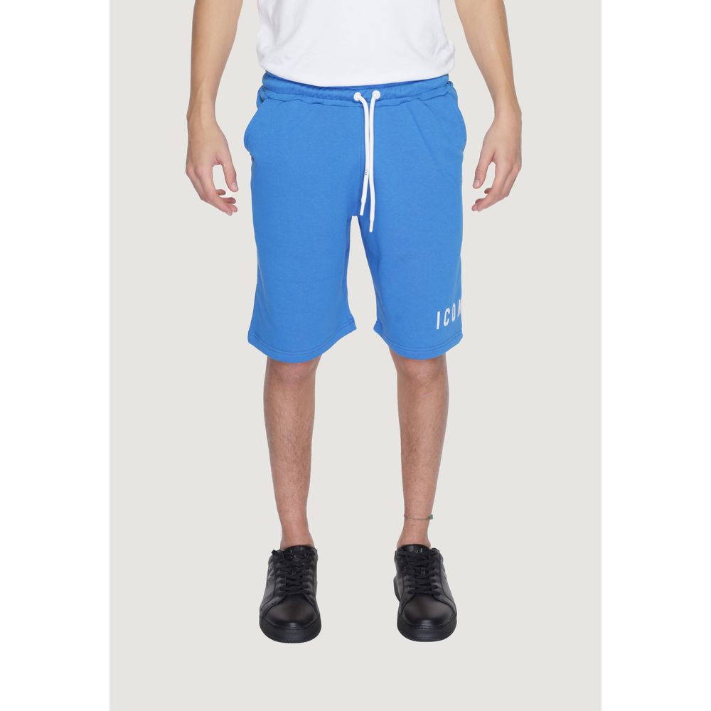 Bermuda Shorts by Icon for men in cotton blue presents a sleek silhouette, featuring a sleek relaxed-fit with a refined short and a sophisticated .