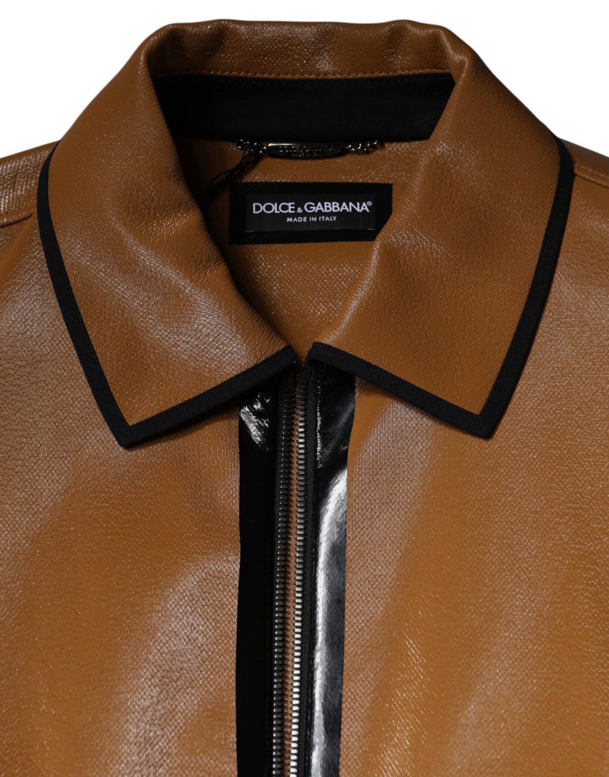 Dolce & Gabbana Men's Leather Bomber Jacket - Brown