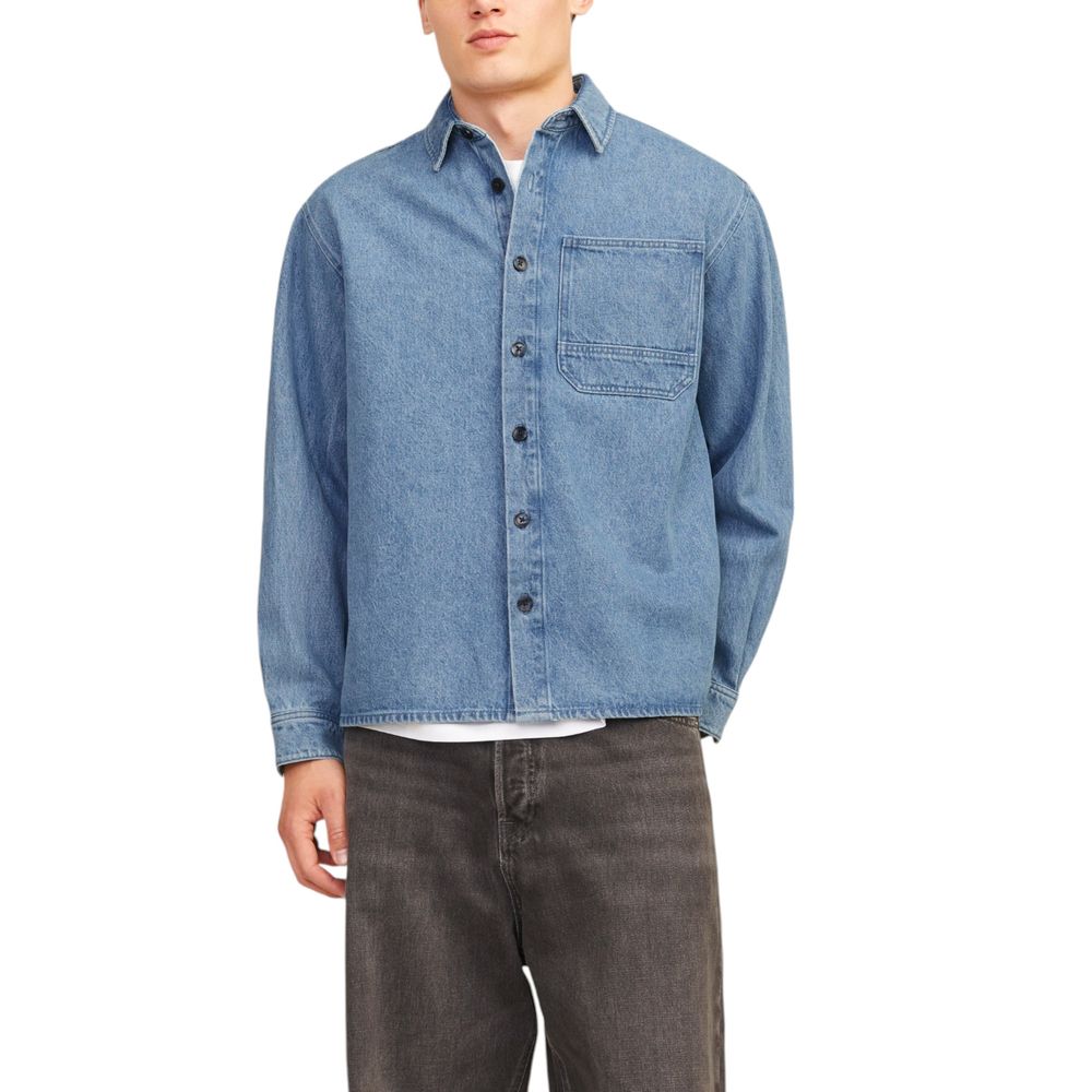 Jack Jones Men's Cotton Shirt - Light Blue