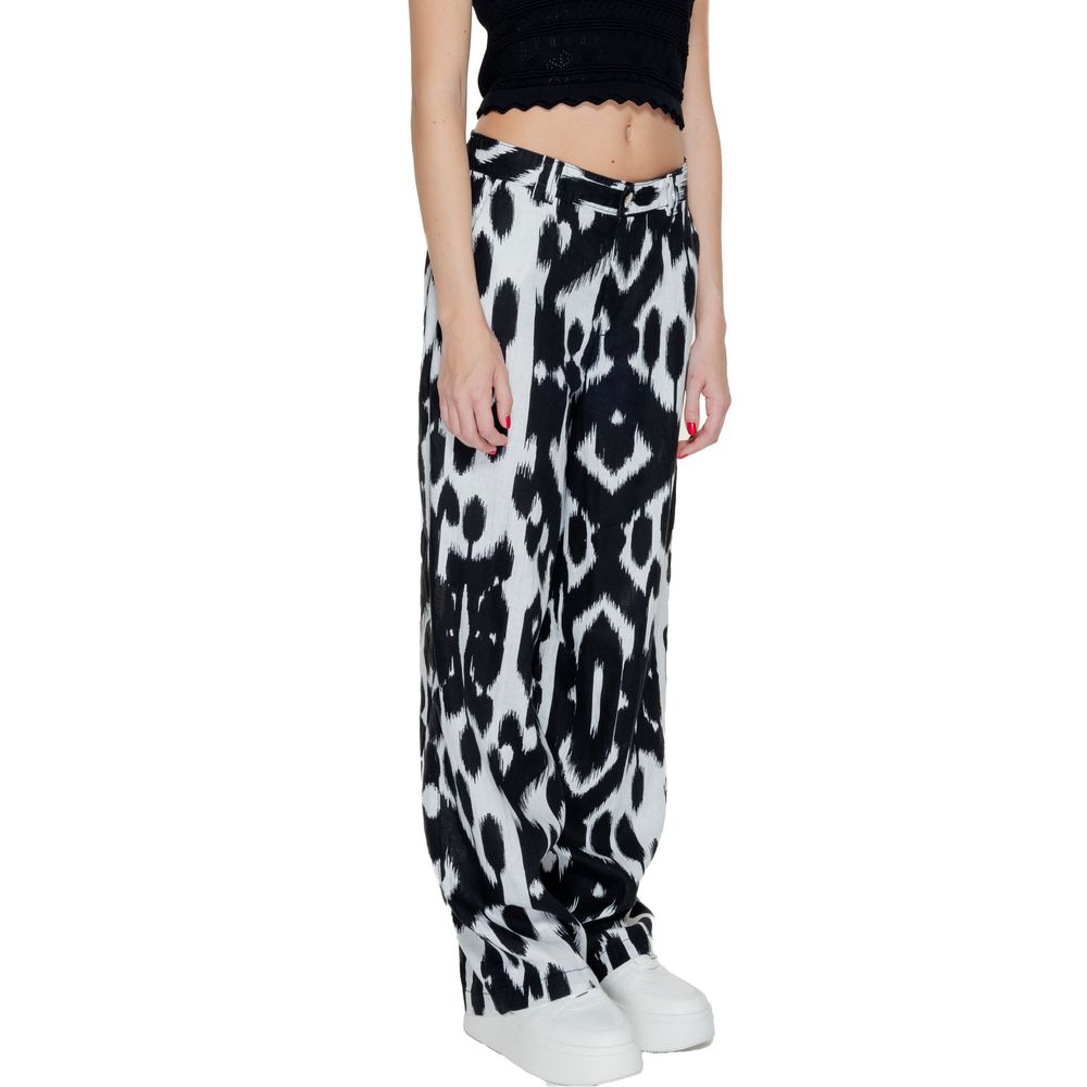 Street One Women's Wide Linen Jeans - Black