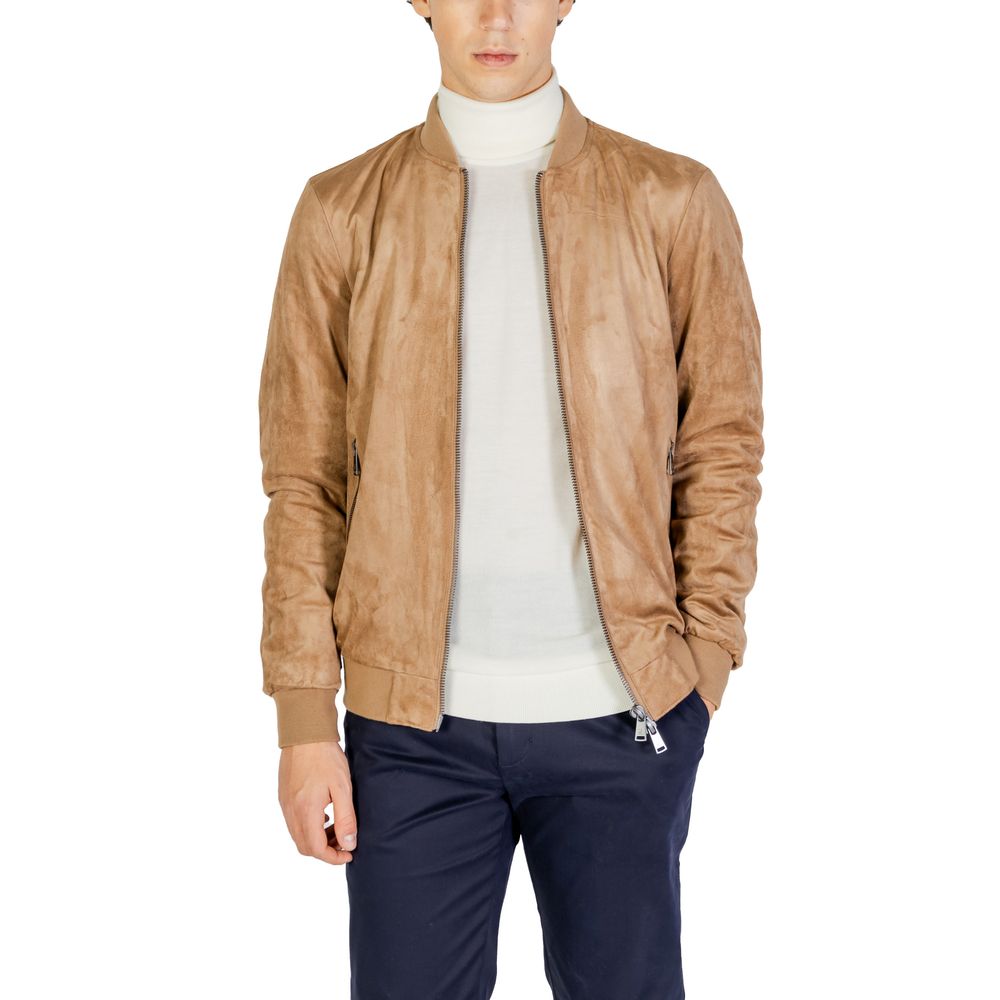 Gianni Lupo Men's Stretch Polyester Jacket - Beige
